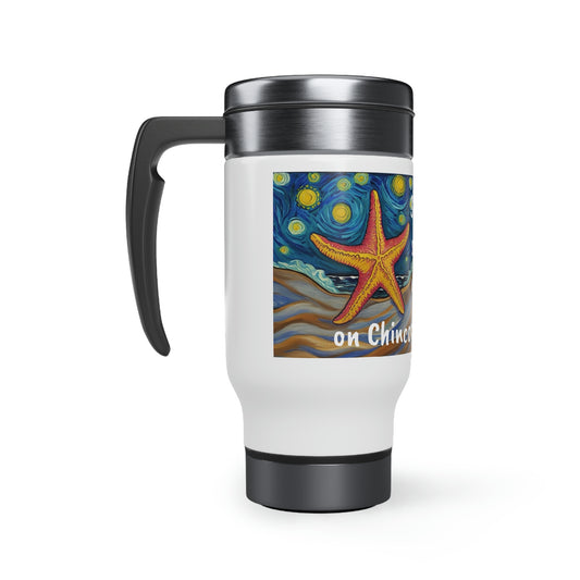 Starry, starry nights stainless steel travel mug with handle, 14oz