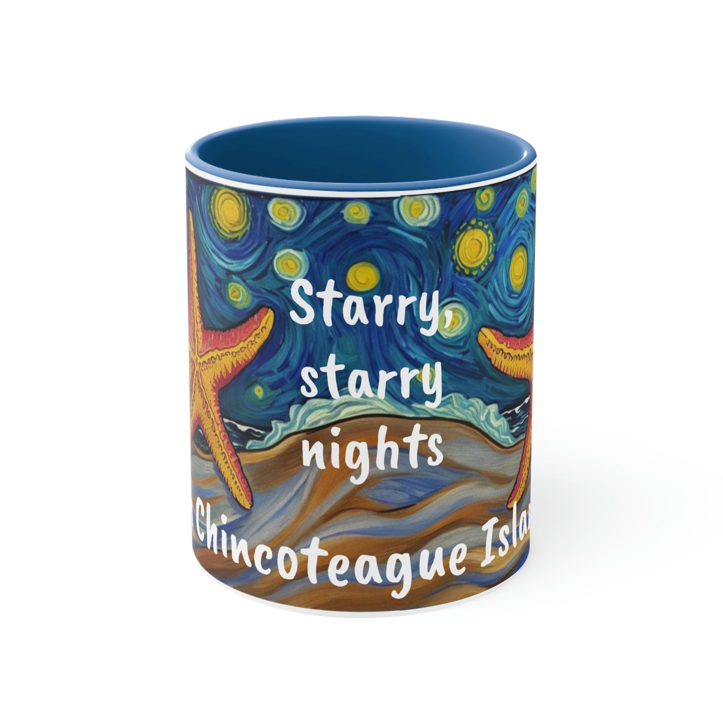 Starry, Starry nights on Chincoteague Island two-tone ceramic mug, 11oz