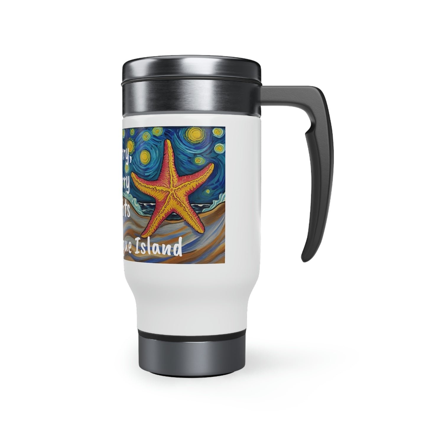 Starry, starry nights stainless steel travel mug with handle, 14oz